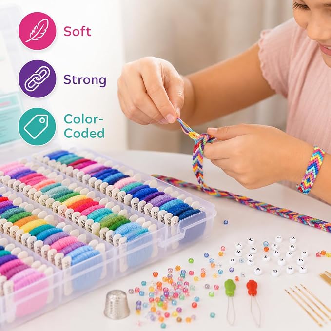 Athena's 200 Pcs Friendship Bracelet String Kit String Bracelet Making Kit - Image 7
