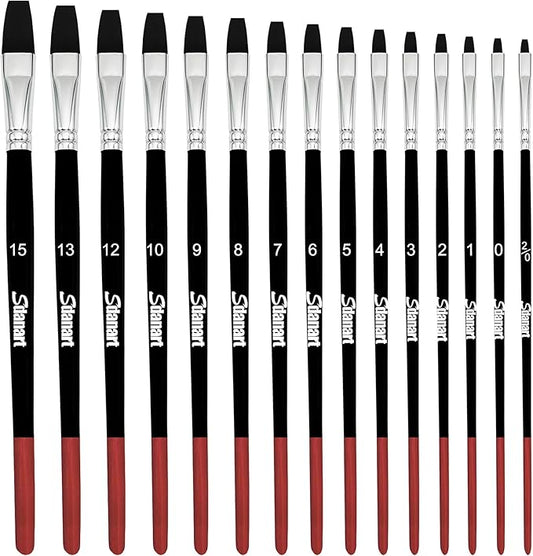 Flat Paint Brushes,15 PCS Different Sizes Flat Paint Brush Set for Watercolor Acrylic Gouache Oil Ink and Face Body Painting,Professional Art Paintbrush for Artists and Beginners