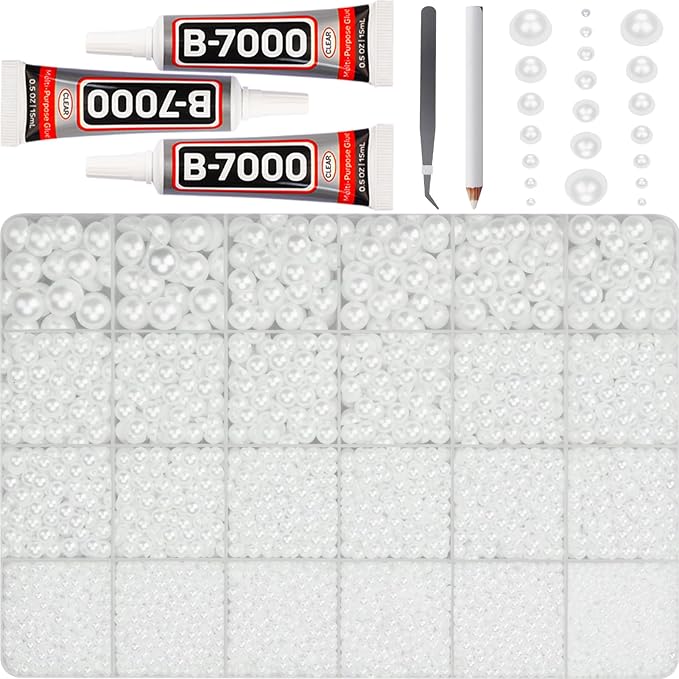 17000Pcs White Half Pearls Beads by Worthofbest