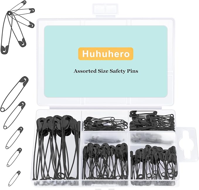 Huhuhero 160-Pack Safety Pins Assorted, Small and Large Safety Pins by Huhuhero