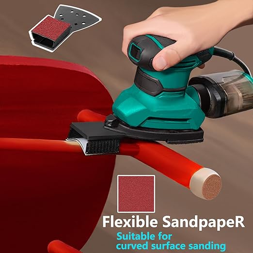 160pcs Mouse Sander Sandpaper and 3pcs Sanding Interface Pad, Detail Sander Sanding Sheets, Sanding Paper 60-240 Grit
