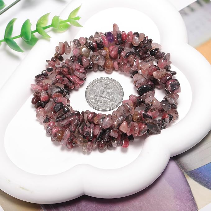 200 Pcs Crystal Chip Beads for Jewelry Making 5-8mm Rhodonite | Natural Chip - Image 3