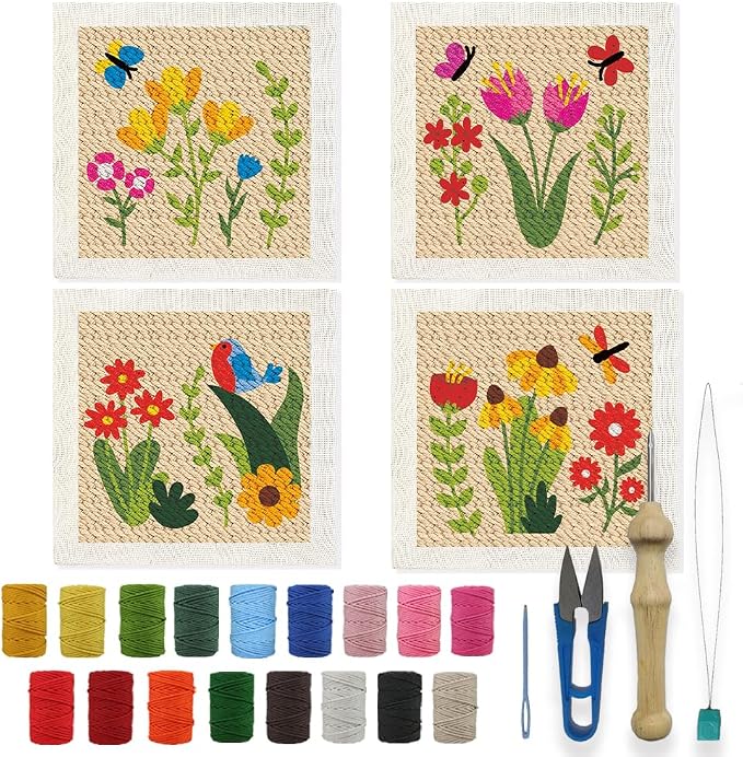 BEUNITONE 4 Sets DIY Punch Needle Kits by BEUNITONE