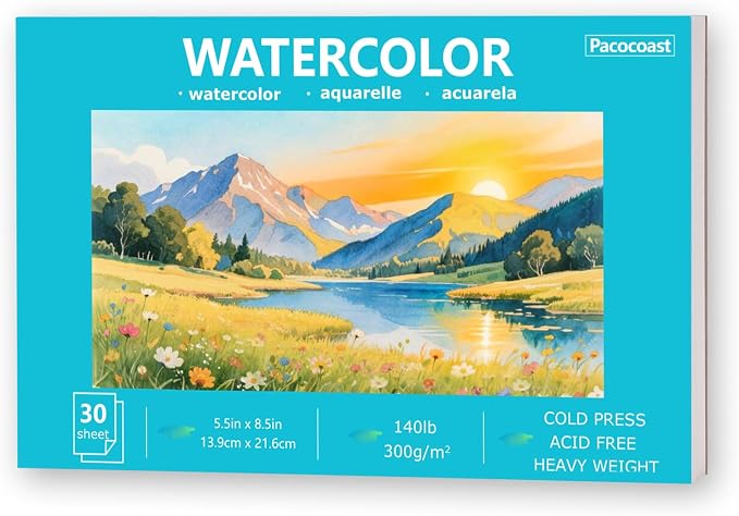 Pacocoast 5.5"x8.5" Small Watercolor Sketchbook, 30 Sheets of 140lb/300gsm by Pacocoast