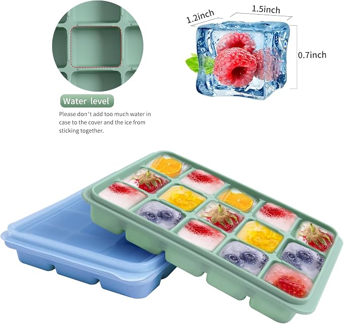 Tvmania Ice Cube Trays Set of 2, 15-Cube Silicone Molds - Image 3