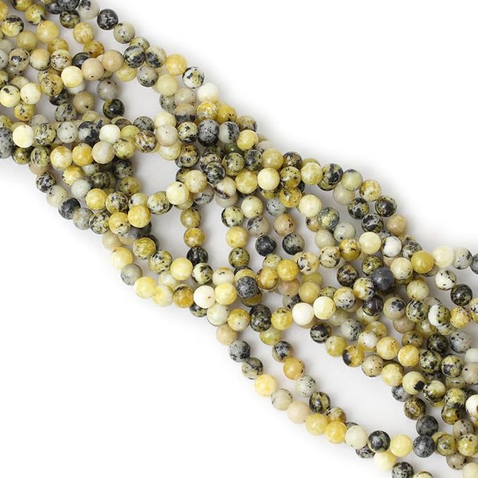 60PCS 6mm Natural Yellow Turquoise Gemstone Round Loose Beads Stone Beads - Image 4
