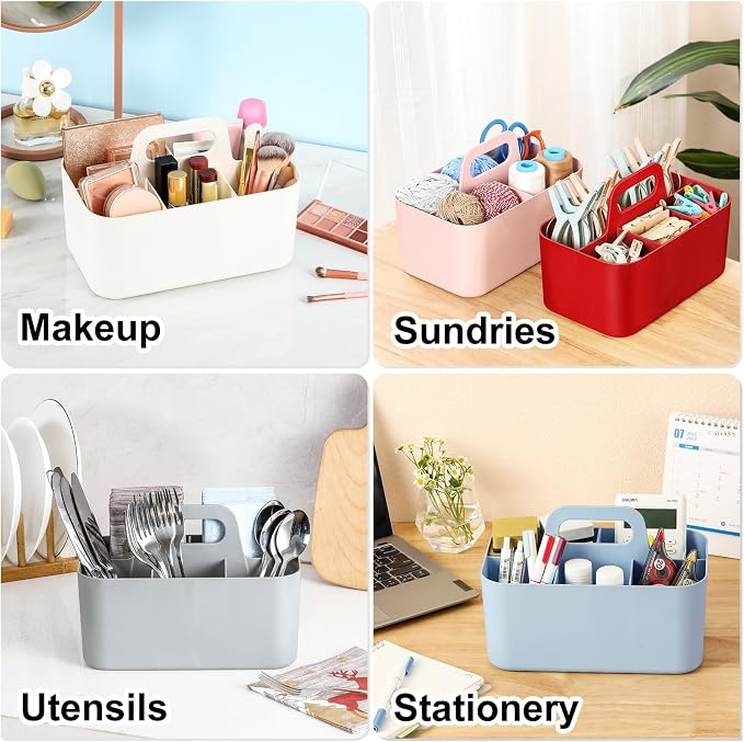 Multiuse Caddy Organizer with Handle, Portable Divided Plastic Tote Bin - Image 2