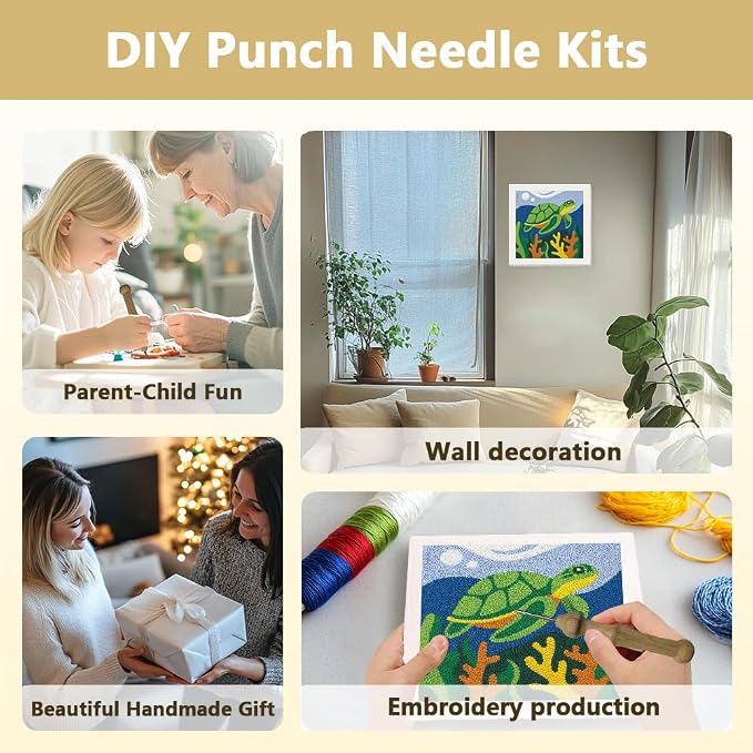 Doodlream Sea Turtle DIY Punch Needle Embroidery Kit - Image 4