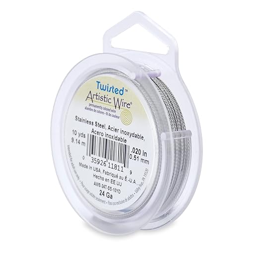 Artistic Wire, 24 Gauge / .51 mm Stainless Steel Craft Wire, Round Twist, 10 yd / 9.14 m