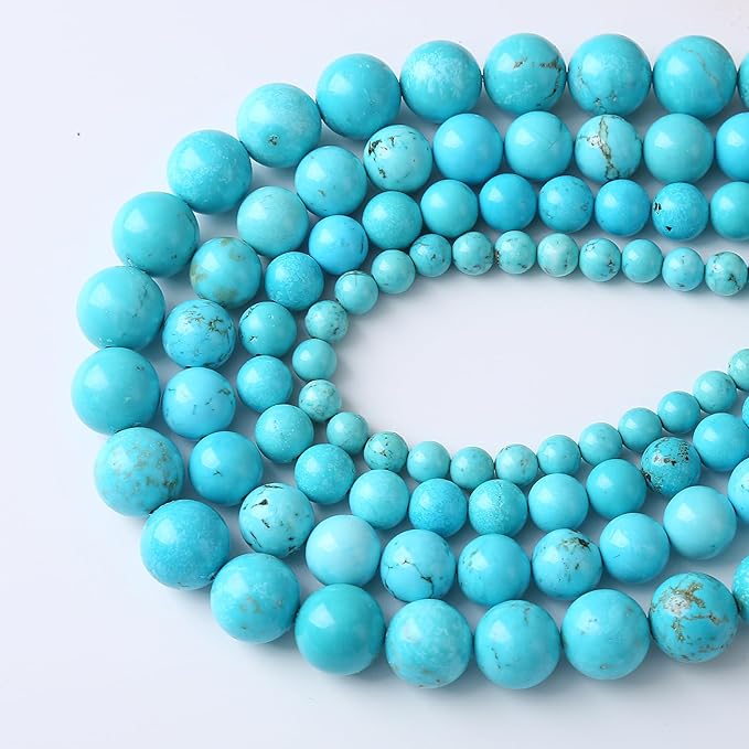 10mm 36pcs A+ Natural Blue Turquoise Beads Round Spacer Loose Stone Beads for Jewelry Making DIY Bracelet Necklace Accessories