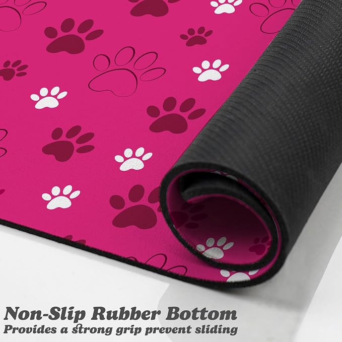 Dog Food Mat, Absorbent Water Bowl Mats Cat Pet Feeding Placemats Pink 16 * 24 - Image 3