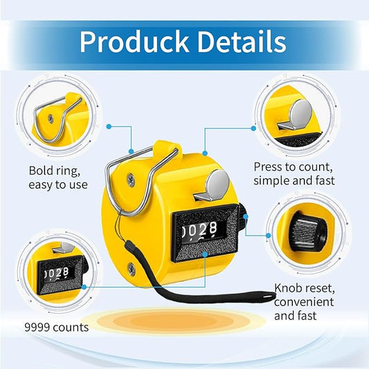 Handheld Clicker Counters - Golf Digital 4-Digit Baseball Finger Click Mechanical Tally Counter with 3pcs Lanyard for Sports Events Coaching Counting