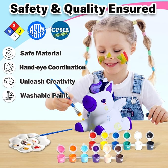 FUNZBO Paint Your Own Unicorn Lamp Kit - Halloweens Arts and Crafts Supplies Painting Kits for Kids Teens, DIY Night Light Unicorn Toy for Toddler Girls Age 3 4 5 6 7 8 9 10 11 12 13 + Birthday Gifts