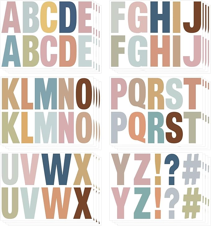 232 Pcs Large Boho Bulletin Board Letters,4 Inch Letter Stickers Self, Large Alphabet Stickers, ABC Letters for Classroom Wall Window Door Home Decor. (Boho 24 L)