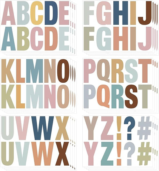 232 Pcs Large Boho Bulletin Board Letters,4 Inch Letter Stickers Self, Large Alphabet Stickers, ABC Letters for Classroom Wall Window Door Home Decor. (Boho 24 L)