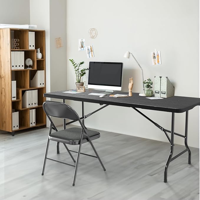VINGLI 6 Foot Plastic Folding Table Portable Long Table - Image 6