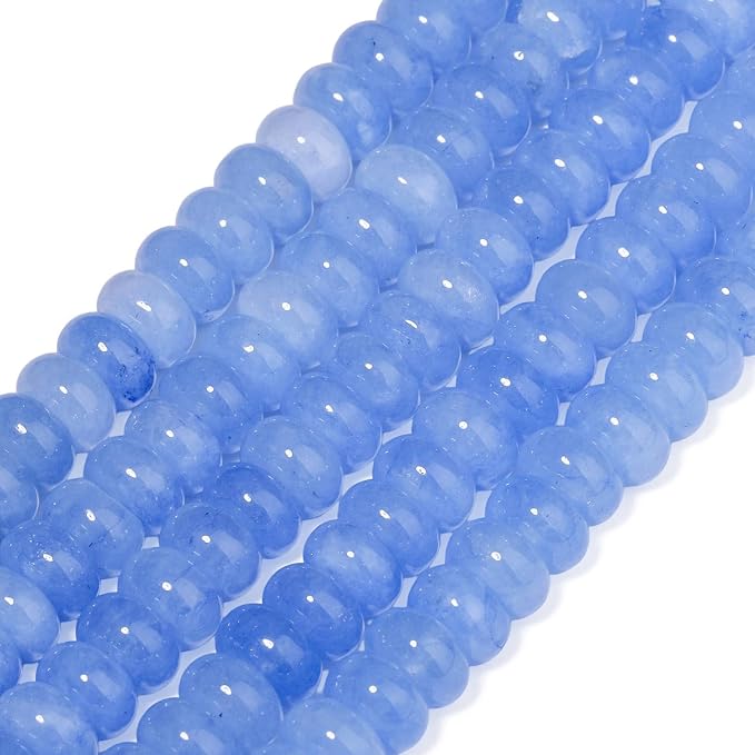 Songxi 5x8mm Natural Light Blue Colored Jade Stone Rondelle Beads, Gemstone - Image 3