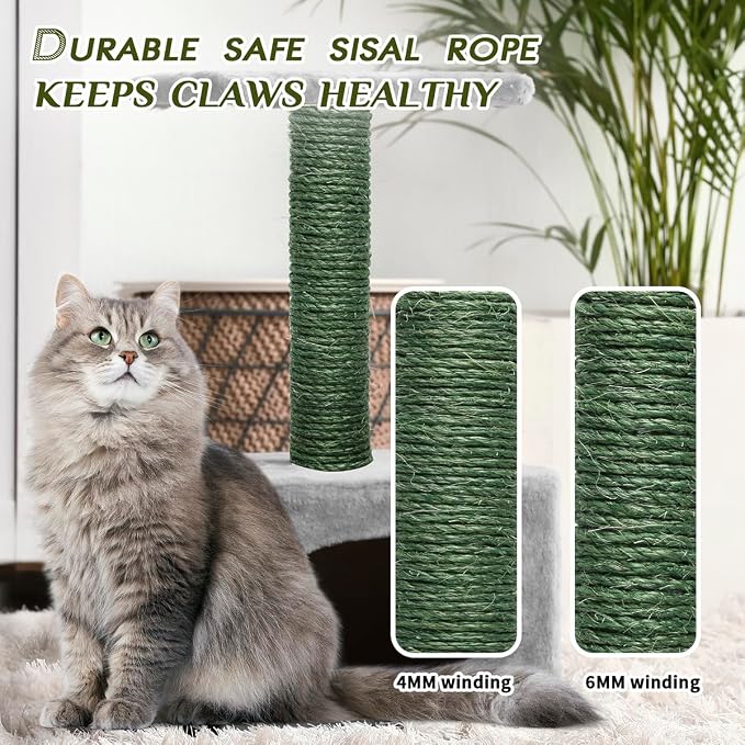 Green Sisal Rope, 1/4 Inch, for Cat Scratching Post, DIY Hemp Twine - Image 6