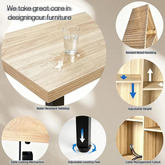 FNK Folding Desk with Storage Shelves, Narrow Foldable Desk | Convertible - Image 4