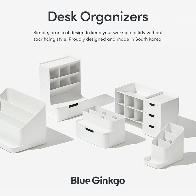 BLUE GINKGO Portable Desk Organizer – Compact 3 Compartment, Half-drawer - Image 5