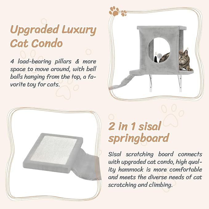 NUNU LAB 14-in-1 Cat Wall Shelves Set, Wall-Mounted Cat Climber - Image 3