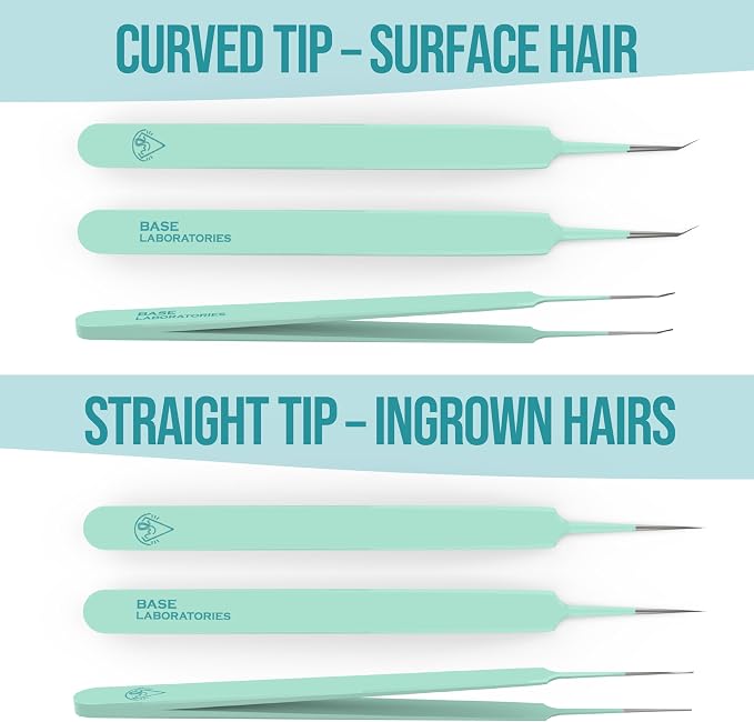 Base Labs Ingrown Hair Tweezers Set – 2 Pack Precision Tweezers - Image 6