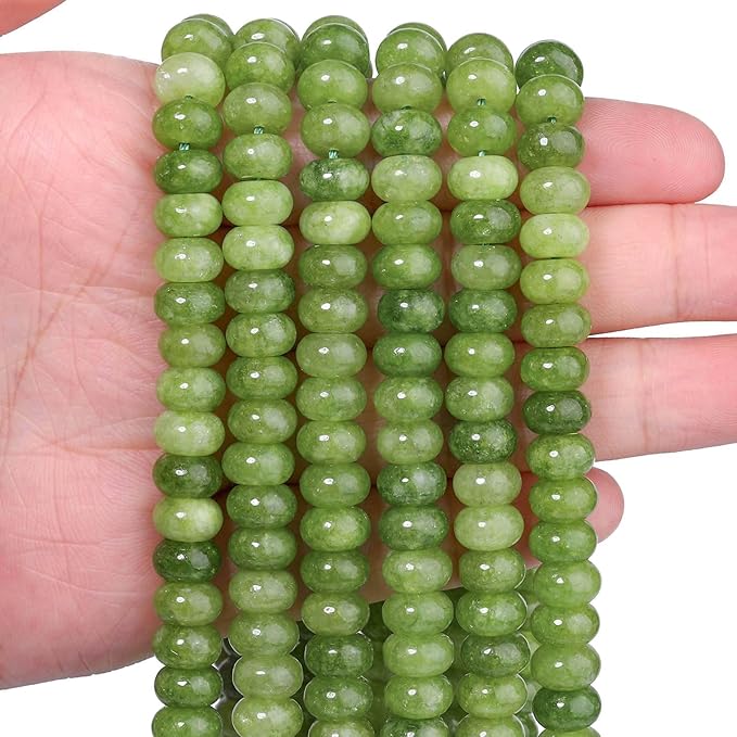 Songxi 5x8mm Natural Olivine Stone Rondelle Beads, Gemstone by SongXi