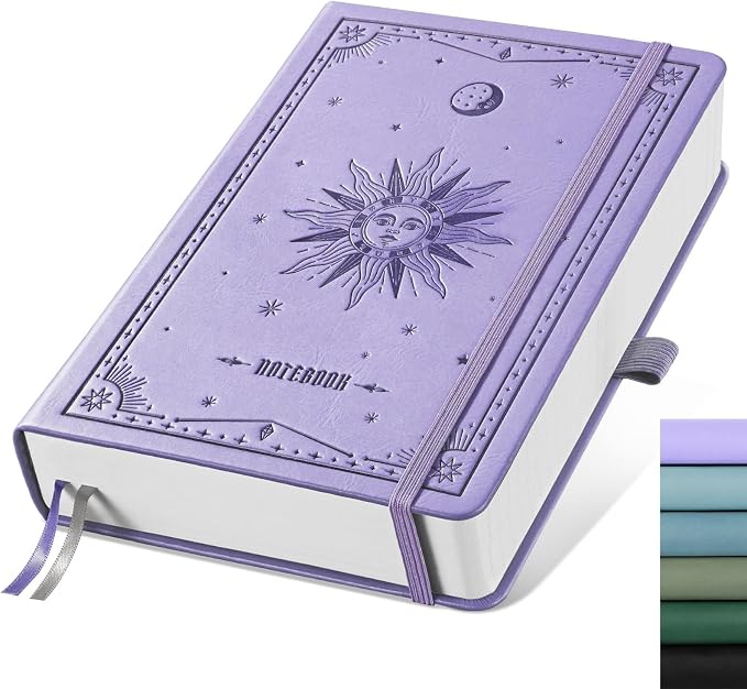 EMSHOI Lined Journal Notebook, 320 Numbered Pages, A5 Size | Leather Hardcover by EMSHOI