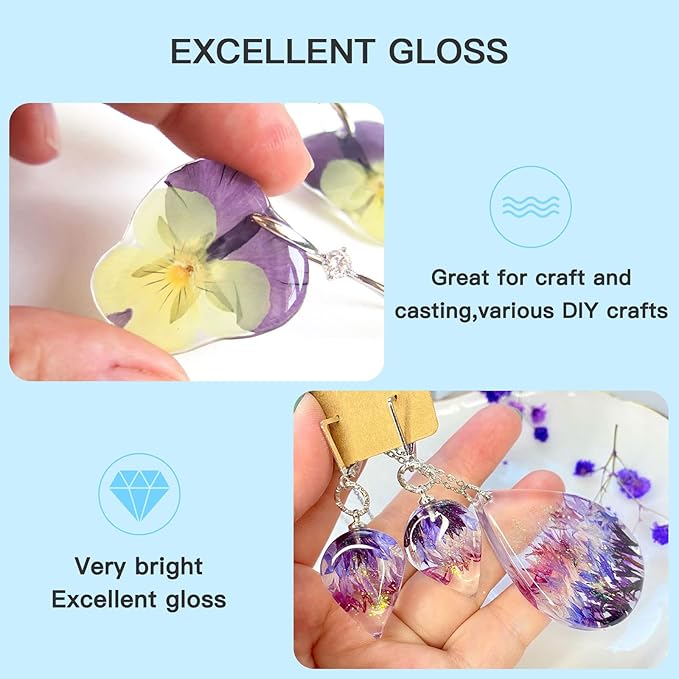 JDiction 400g UV Resin, New Formula Crystal Clear UV Resin Solar Cure Sunlight Activated Hard UV Resin Kit for Jewelry Making, Casting and Coating DIY Crafts