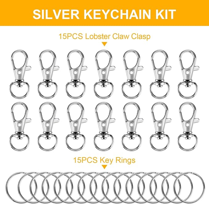 60PCS Keychain Making Supplies, Lobster Claw Clasp - Image 2