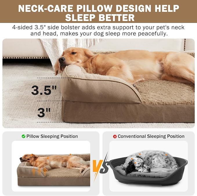 INVENHO Orthopedic Extra Large Dog Bed, XXL Waterproof Dog Sofa, Egg-Crate Foam - Image 5
