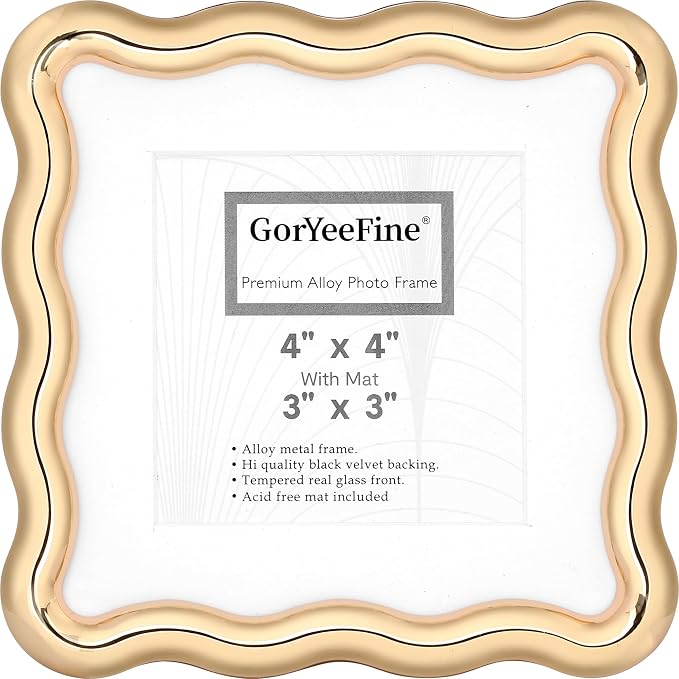 High-End Gold 4x4'' Square Zinc Alloy Picture Frames, by GorYeeFine