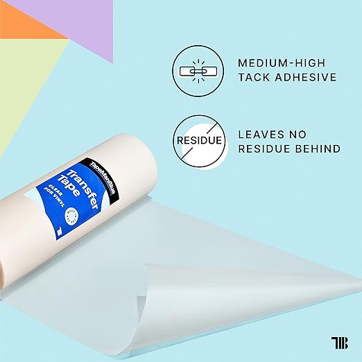 24" x 300' Roll of Clear Transfer Tape for Vinyl, Made in America, Premium-Grade Vinyl Transfer Tape with Medium-High Tack Adhesive for Applying Decals, Letters, and Graphics