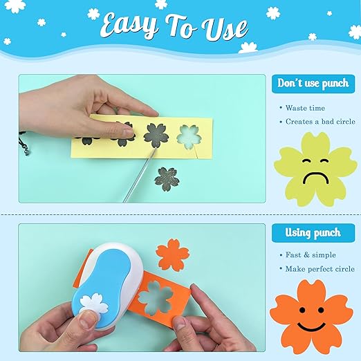 Flower Hole Punch for Paper Craft Size Out 2-Inch, Cherry Blossoms Punches, Craft Lever Punch Handmade, Tool Flower Punch for Scrapbook, Festival Cards, DIY Arts