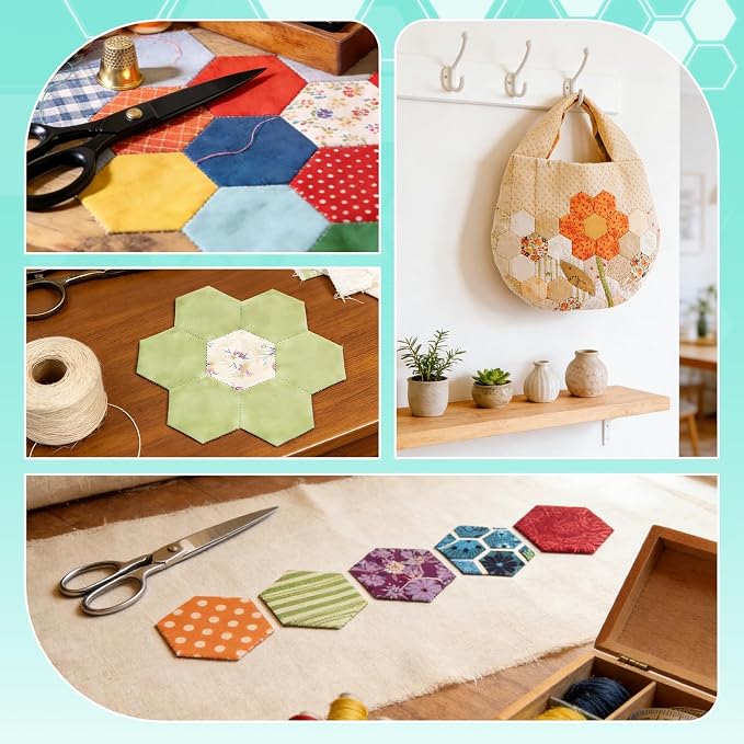 500 PCS 1.5" White Hexagon Piecing Paper Templates, Quilting Templates - Image 4