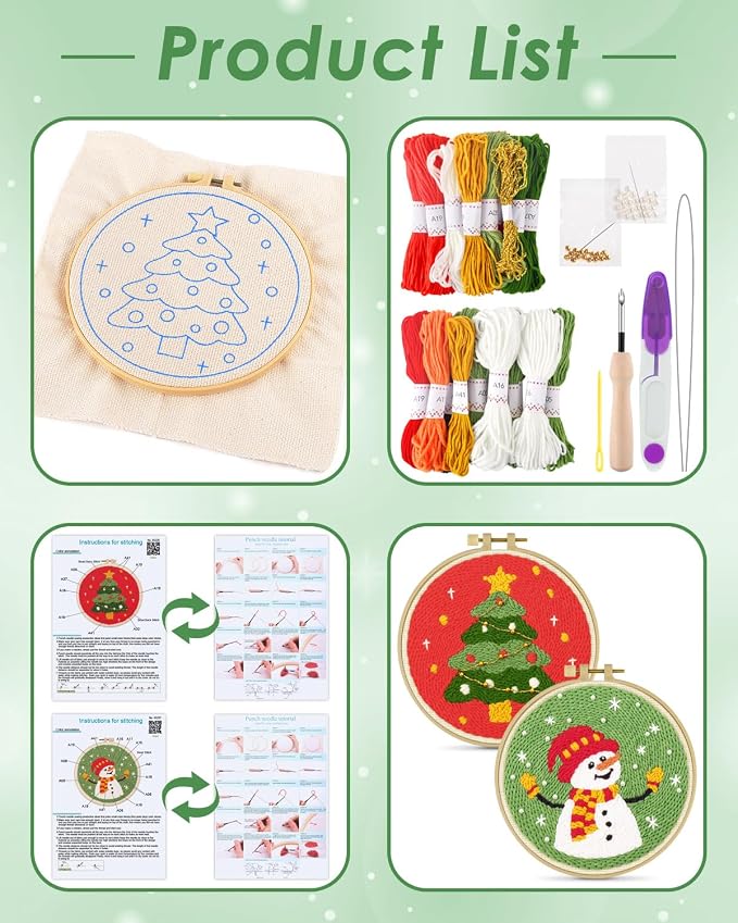 ERKOON Christmas Punch Needle Kit Adults Beginners, Needling Punch Project - Image 2