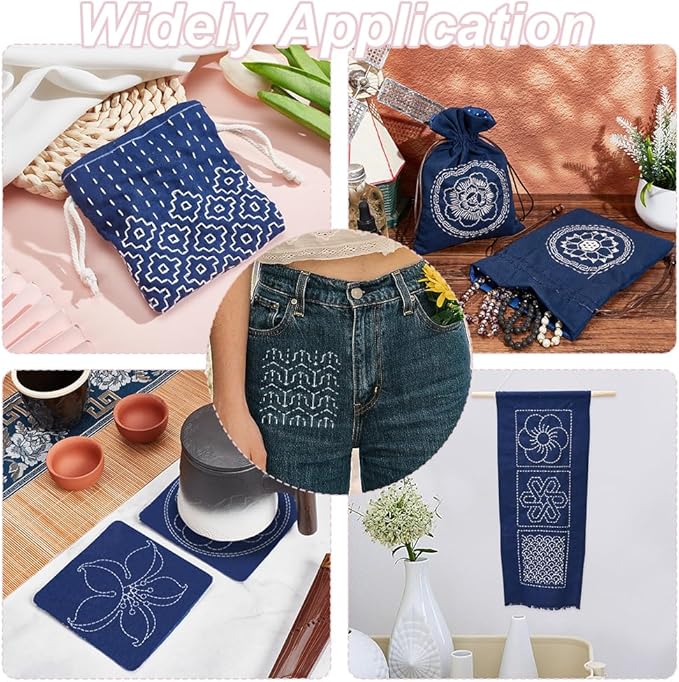 FREEBLOSS Sashiko PET Stencils - Geometric Hand Embroidery Patterns for Drawing and Quilting - 14x14cm Template