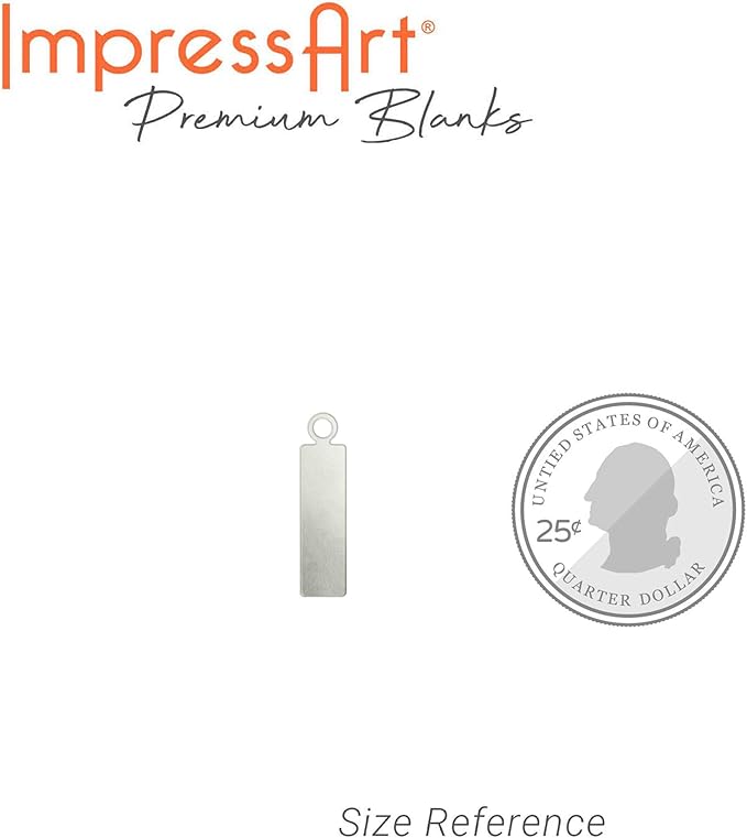 ImpressArt - Premium Metal Stamping Rectangle Blanks for Metal Stamping and Jewelry Making (24 Pack) (5/8" Rectangle Tag w/Ring, Alkeme)