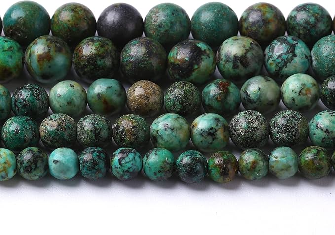 6mm 120pcs Natural African Turquoise Stone Beads for Jewelry Making Round Loose Gemstone Beads DIY Bracelet Necklace Earrings 32" 2 Strands