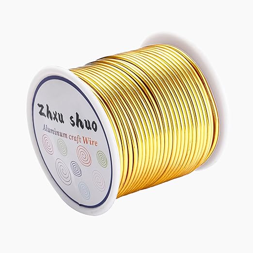 12 Gauge(2mm) Aluminum Wire 35 Yards Anodized Metal Wire for Bonsai Armature Crafting Sculpting Jewelry Craft Making Beading Floral (Gold, 12 Gauge)