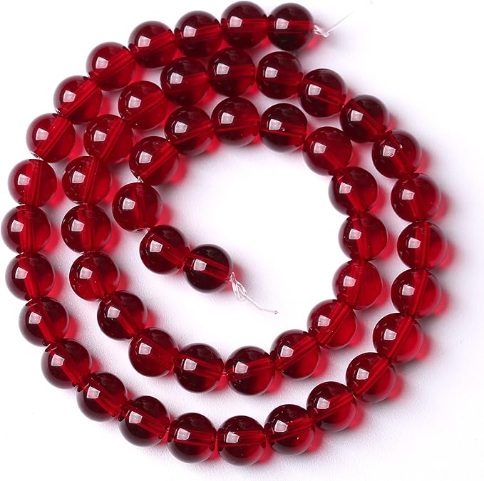 136pcs 6mm Smooth Garnet Red Glass Crystal Round Loose BeadsFor Jewelry Making DIY Bracelet Necklace Accessories 32" 2 Strand
