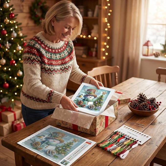 Christmas Snowman Stamped Cross Stitch Kits - Image 9