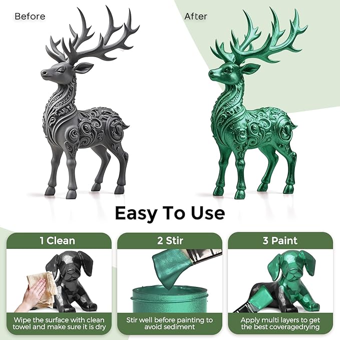 Nicpro Metallic Emerald Green Acrylic Paint, 8.45oz/250ml Craft Paints | Large - Image 6