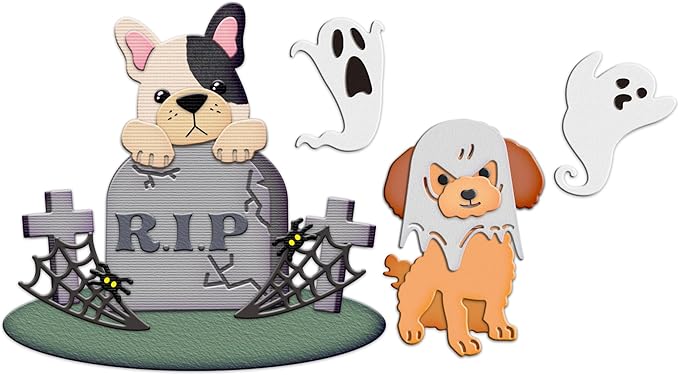 Halloween Clear Silicone stampReusable Stamp with Pumpkins, Skulls, Bats, Santa Claus, and Holiday Designs. Used for Making Cards, scrapbooks, and DIY templates (Halloween Puppy)