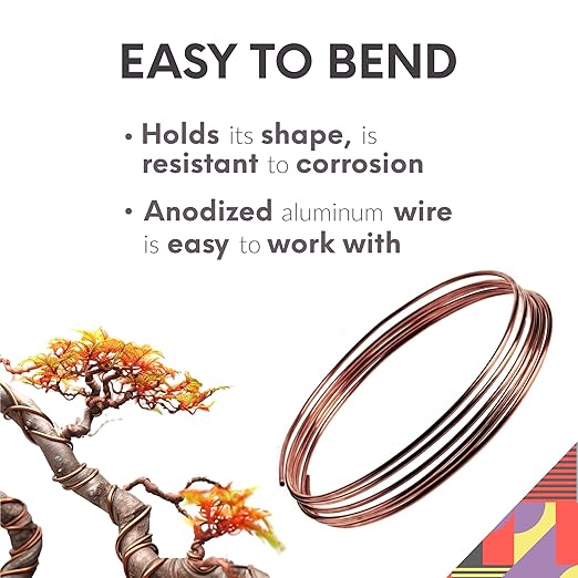 UTILE Bonsai Wire - Armature Aluminum Wire 100 ft 18 Gauge 1.2 mm Bonsai Training Wire, Tree Kit, Plant, Sculpting, Crafts, Bendable, Gardening, Beading and Jewelry Making (Copper, Brown)