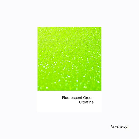 Hemway Polyurethane & Epoxy Resin Glitter 100g / 3.5oz Metallic Crystal Flake Additive for Flooring Jewelry Tumblers Glass Pigment - Ultrafine (1/128" 0.008" 0.2mm) - Fluorescent Green