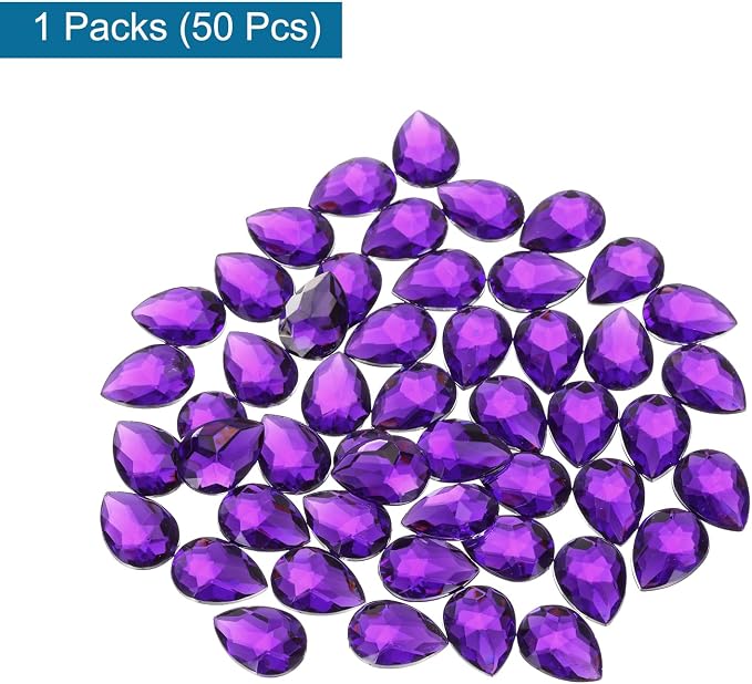 MECCANIXITY 50PCS Flat Back Acrylic Teardrop Gems 13x18mm Artificial Rhinestones - Image 3
