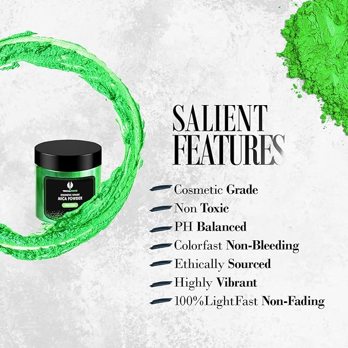 Grass Green Mica Powder for Epoxy Resin 56g / 2oz. Jar - Techarooz 2 Tone Resin Dye Color Pigment Powder for Lip Gloss, Nails, Colorant for Slime Bath Bombs Soap Making & Polymer Clay