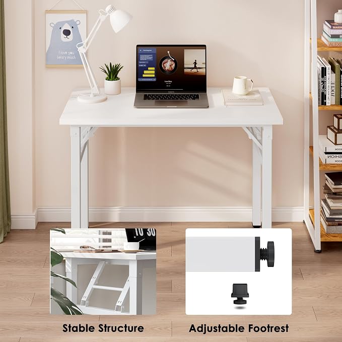 Need Small Folding Computer Desk, 35.8 Inch Writing Table, Sturdy Foldable Desk - Image 8