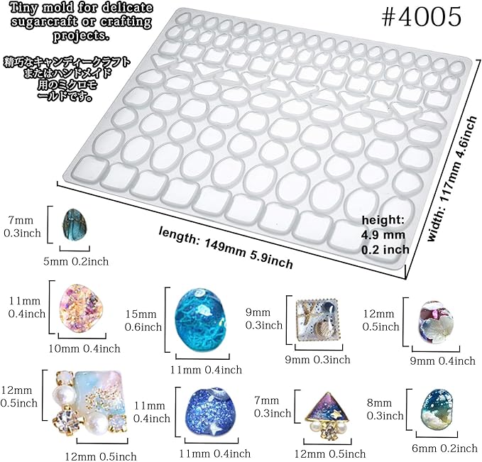 FUNSHOWCASE Cabochon Gem Silicone Mold 2 Trays for Resin Casting Jewelry Making